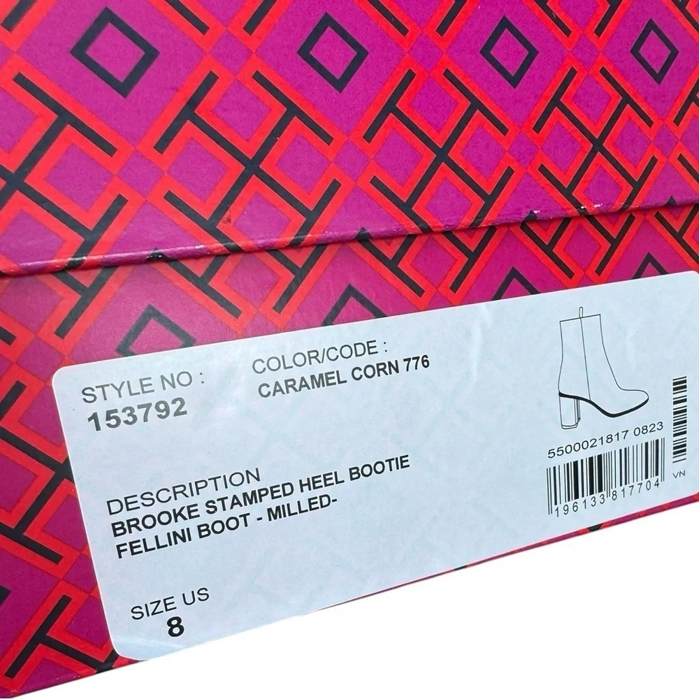 NIB TORY BURCH BROOKE STAMPED HEEL ROUND TOE LEATHER BOOTIE